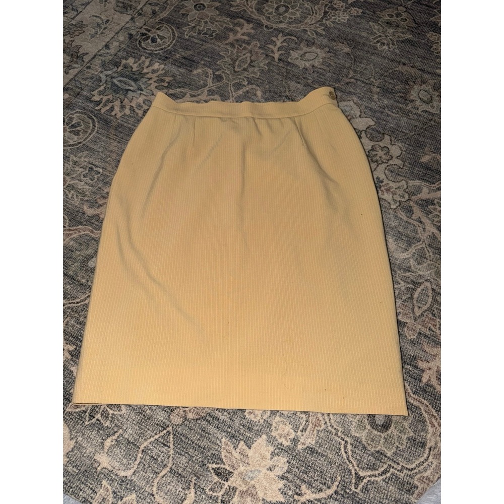Yves Saint Laurent Encore Pinstripe Suit Pencil Skirt Laine Wool